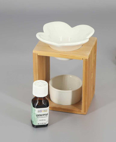 Ceramic and Bamboo Oil Burner Set Essential Oil