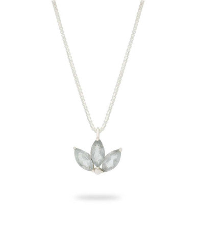 Dainty Lotus Birthstone Sterling Silver Necklace