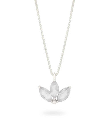 Dainty Lotus Birthstone Sterling Silver Necklace