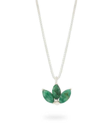 Dainty Lotus Birthstone Sterling Silver Necklace