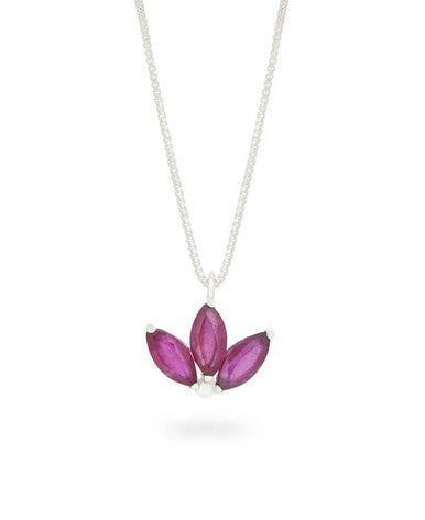 Dainty Lotus Birthstone Sterling Silver Necklace