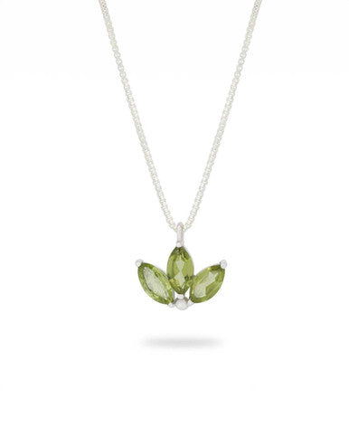Dainty Lotus Birthstone Sterling Silver Necklace