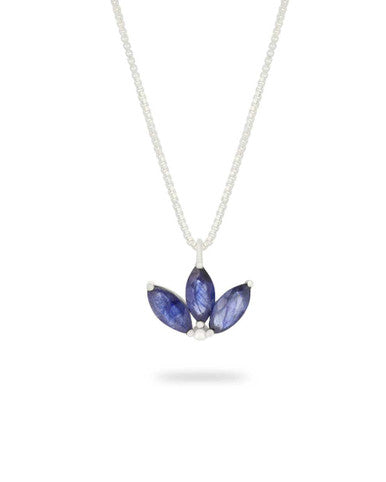 Dainty Lotus Birthstone Sterling Silver Necklace