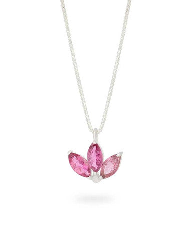 Dainty Lotus Birthstone Sterling Silver Necklace
