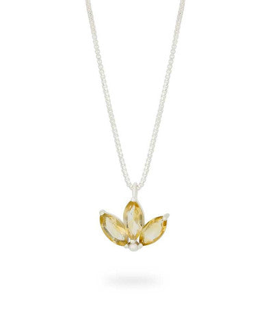 Dainty Lotus Birthstone Sterling Silver Necklace