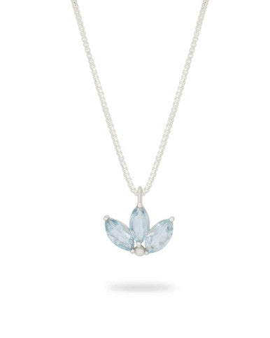 Dainty Lotus Birthstone Sterling Silver Necklace