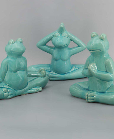 Ceramic Yoga Frog Figurines, Sold Individually Or Set