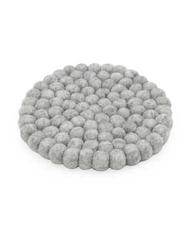 Cozy Gray Pom-Pom Trivet, Nepal