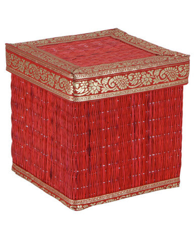 Fair Trade Seagrass Decorative Indian Border Storage Box