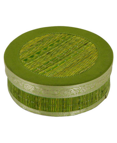 Indian Border Decorative Seagrass Storage Box