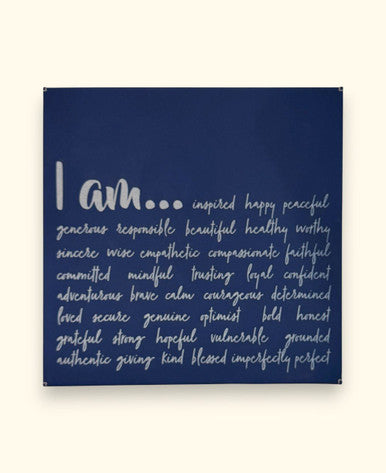 “I Am” Daily Affirmation Wall Art – Bamboo Print Inspirational Leatherette Hanging