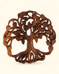 Hand-Carved Tree of Life Wall Art – Balinese Wood Wall Hanging with Heart Leaves