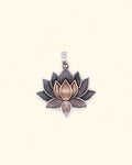 Two-Tone Blooming Lotus Pendant – Sterling Silver & Bronze Antique-Style Necklace