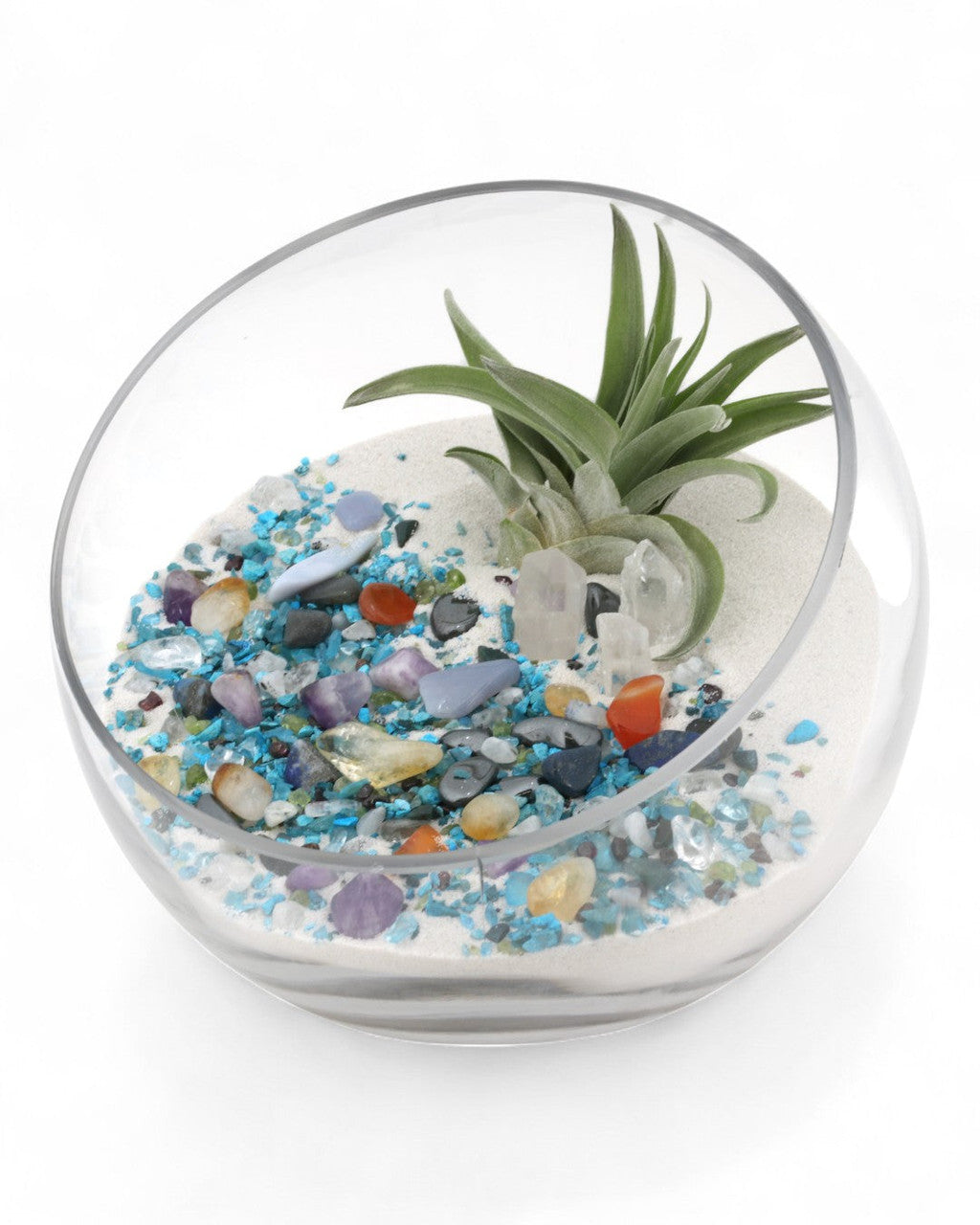 Multicolor Gemstone Terrarium with Healing Quartz