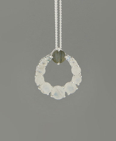 Moonstone and Labradorite Energy Circle Necklace