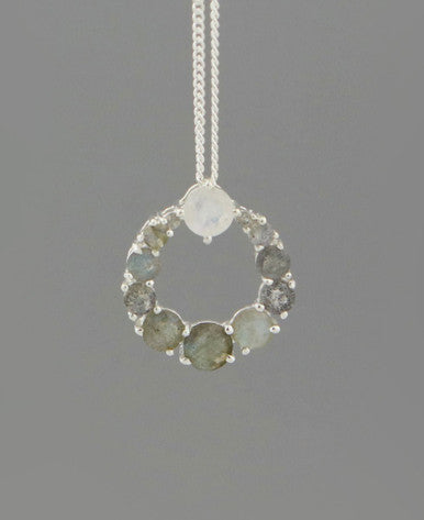 Moonstone and Labradorite Energy Circle Necklace