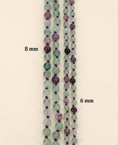 Fluorite Gemstone Meditation Mala, Knotted 108 Beads