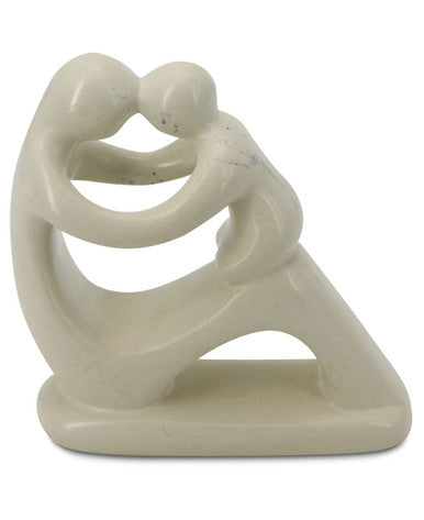 Abstract Mother and Baby Soapstone Statue, Crafted in Kenya