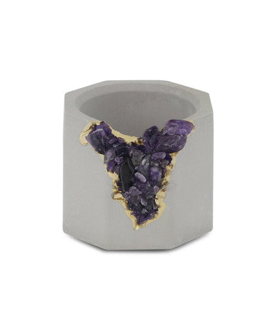 Small Gemstone and Concrete Air Plant or Tea-light Candle Holder