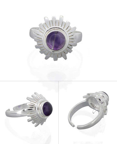 Sterling Silver and Gemstone Adjustable Chakra Rings, Sold Individually