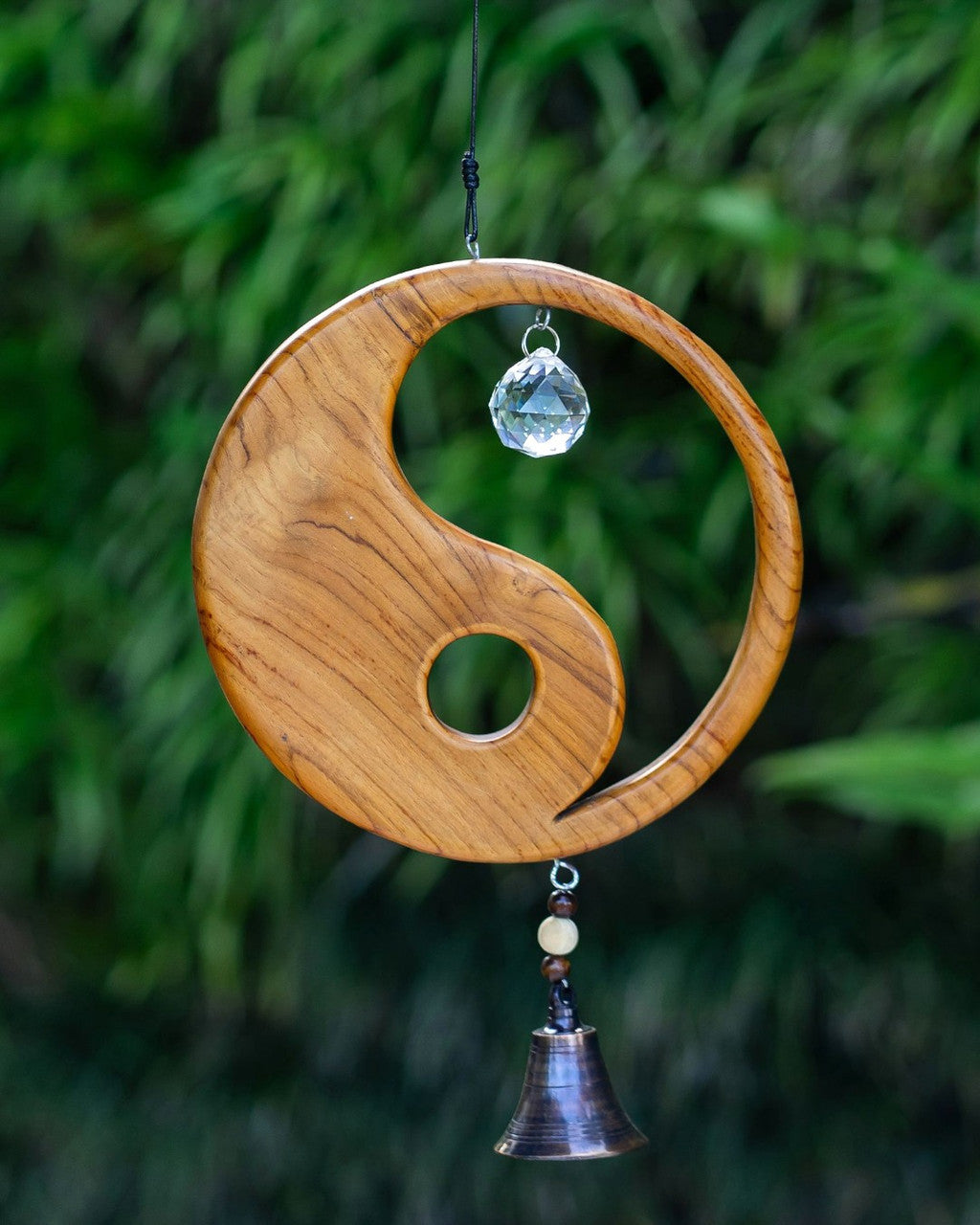 Recycled Teak Yin Yang Sun Catcher with Crystal Prism