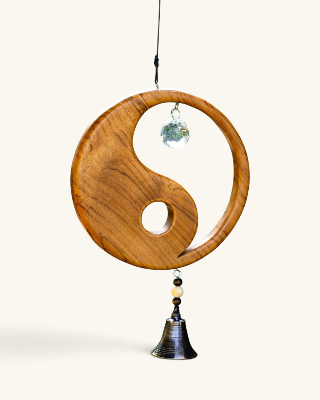 Recycled Teak Yin Yang Sun Catcher with Crystal Prism