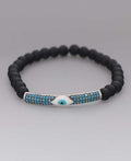 Sterling Silver Evil Eye Bracelet, Stretch or Adjustable