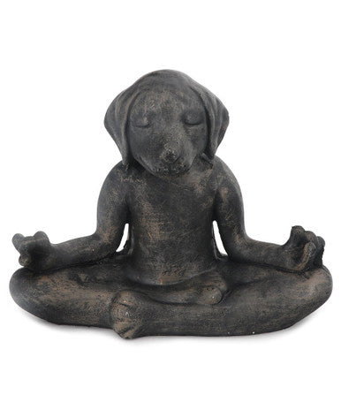 Imperfectly Perfect Cast Stone Meditating Zen Yoga Dog Statue USA Made