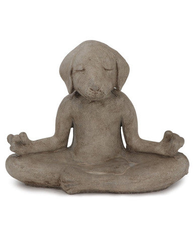 Imperfectly Perfect Cast Stone Meditating Zen Yoga Dog Statue USA Made