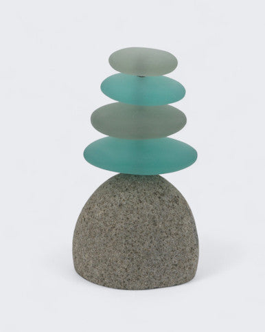 Colorful Glass Garden Zen Cairn Statue