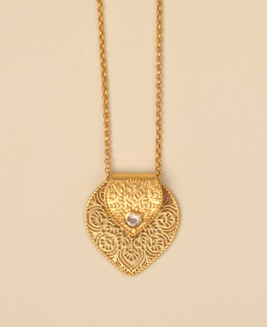 Birthstone  Gemstone Gold Plated Brass Lotus Petal Mandala Necklace