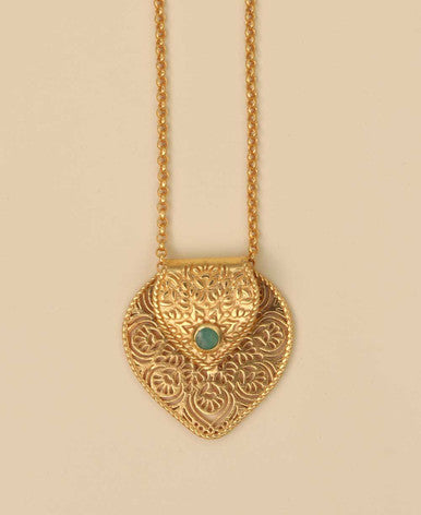 Birthstone  Gemstone Gold Plated Brass Lotus Petal Mandala Necklace