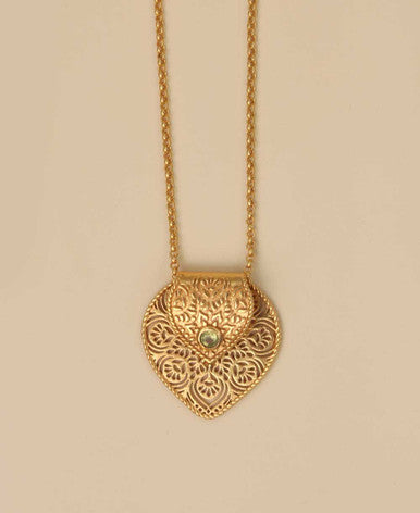 Birthstone  Gemstone Gold Plated Brass Lotus Petal Mandala Necklace