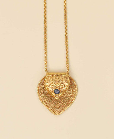 Birthstone  Gemstone Gold Plated Brass Lotus Petal Mandala Necklace