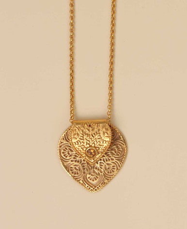 Birthstone  Gemstone Gold Plated Brass Lotus Petal Mandala Necklace