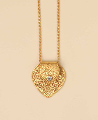 Birthstone  Gemstone Gold Plated Brass Lotus Petal Mandala Necklace