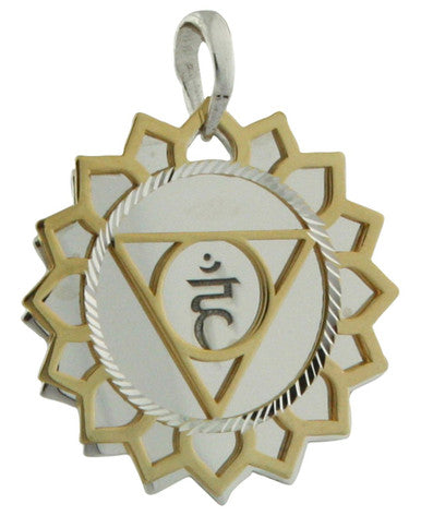 Chakra Jewelry Pendants in Silver and Gold Layered Style