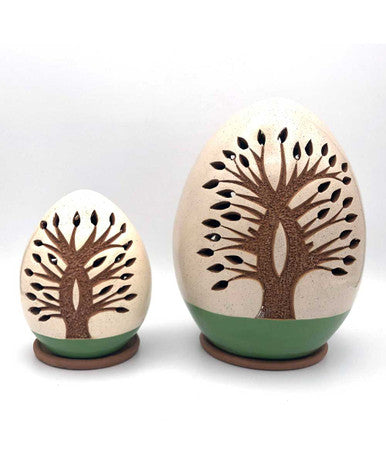Handcrafted Tree of Life Ceramic Luminary / Tea Light Holder