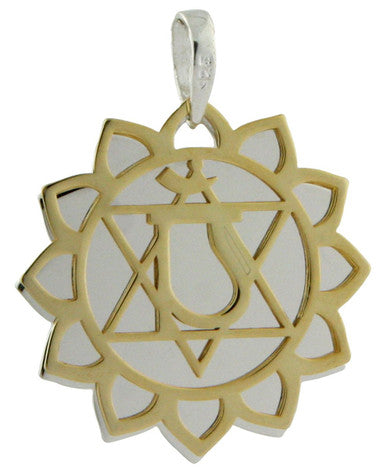 Chakra Jewelry Pendants in Silver and Gold Layered Style