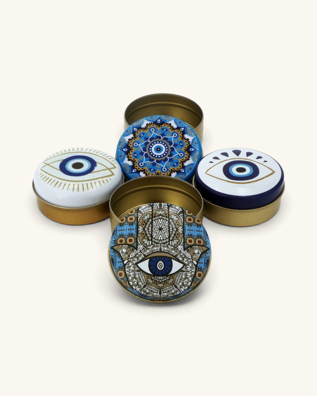 Evil Eye Metal Trinket Small Boxes, Set of 4
