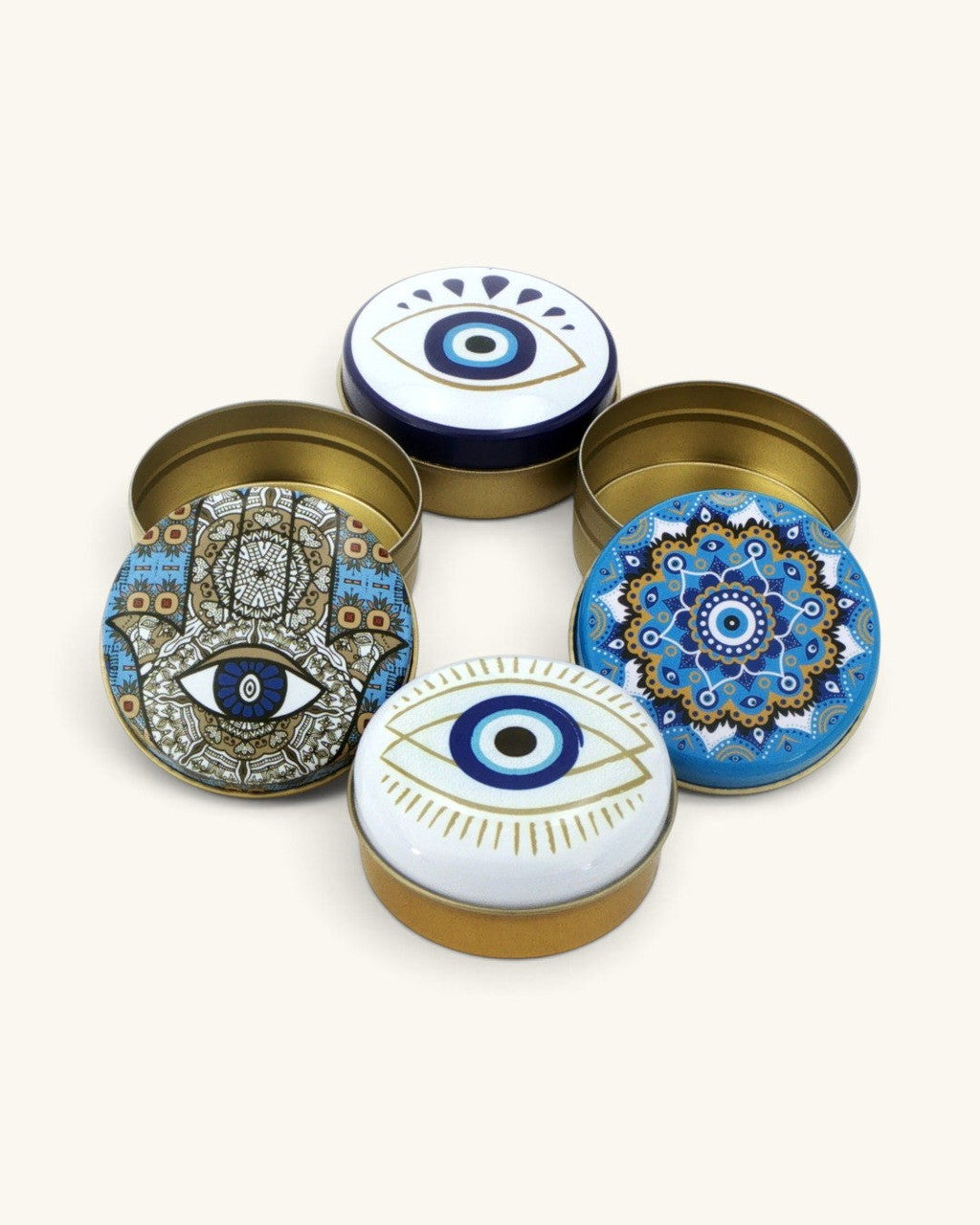 Evil Eye Metal Trinket Small Boxes, Set of 4