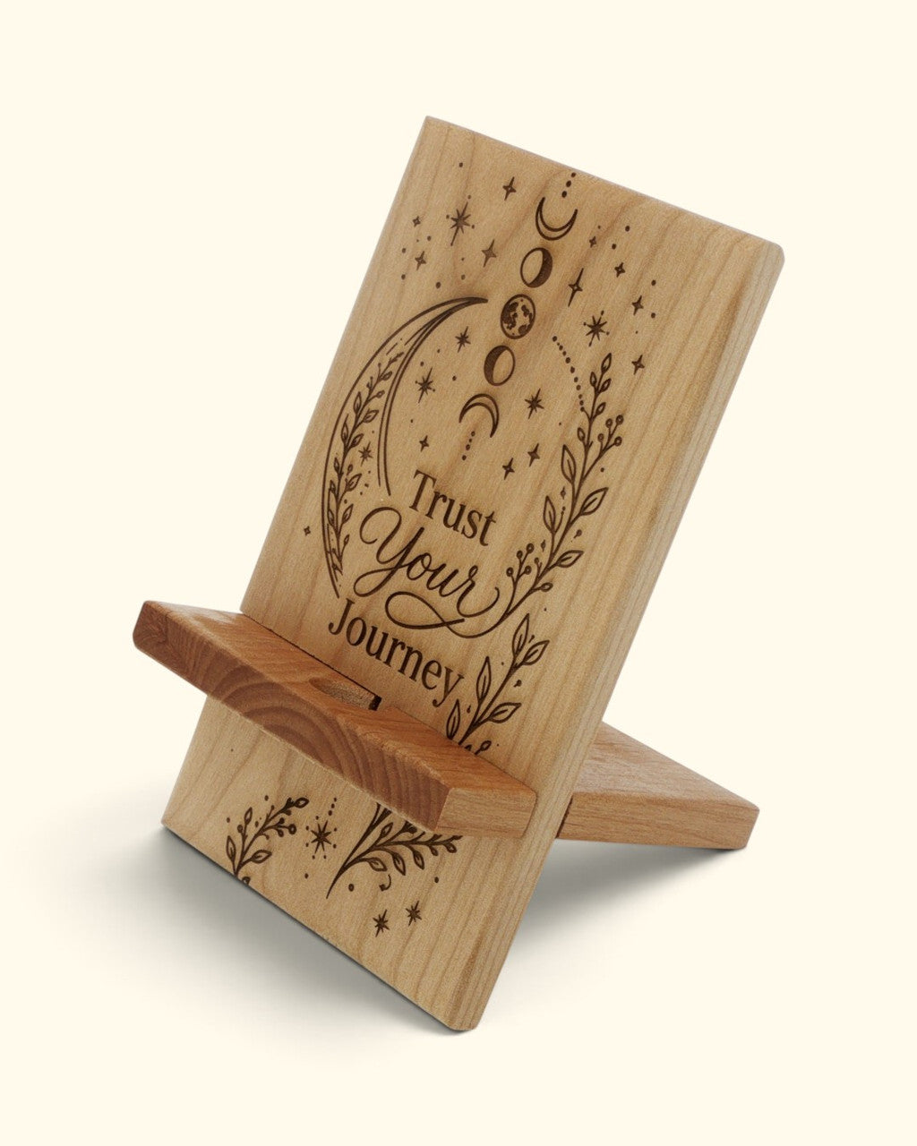 Trust Your Journey Wood Phone Stand