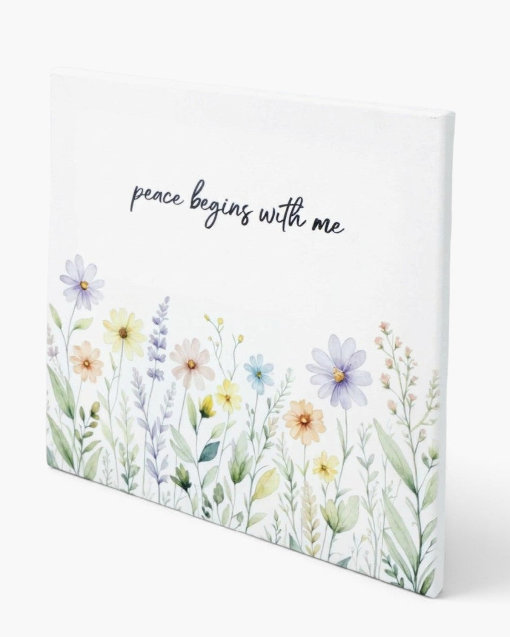Peace Begins With Me Wildflower Canvas Print Wall Art