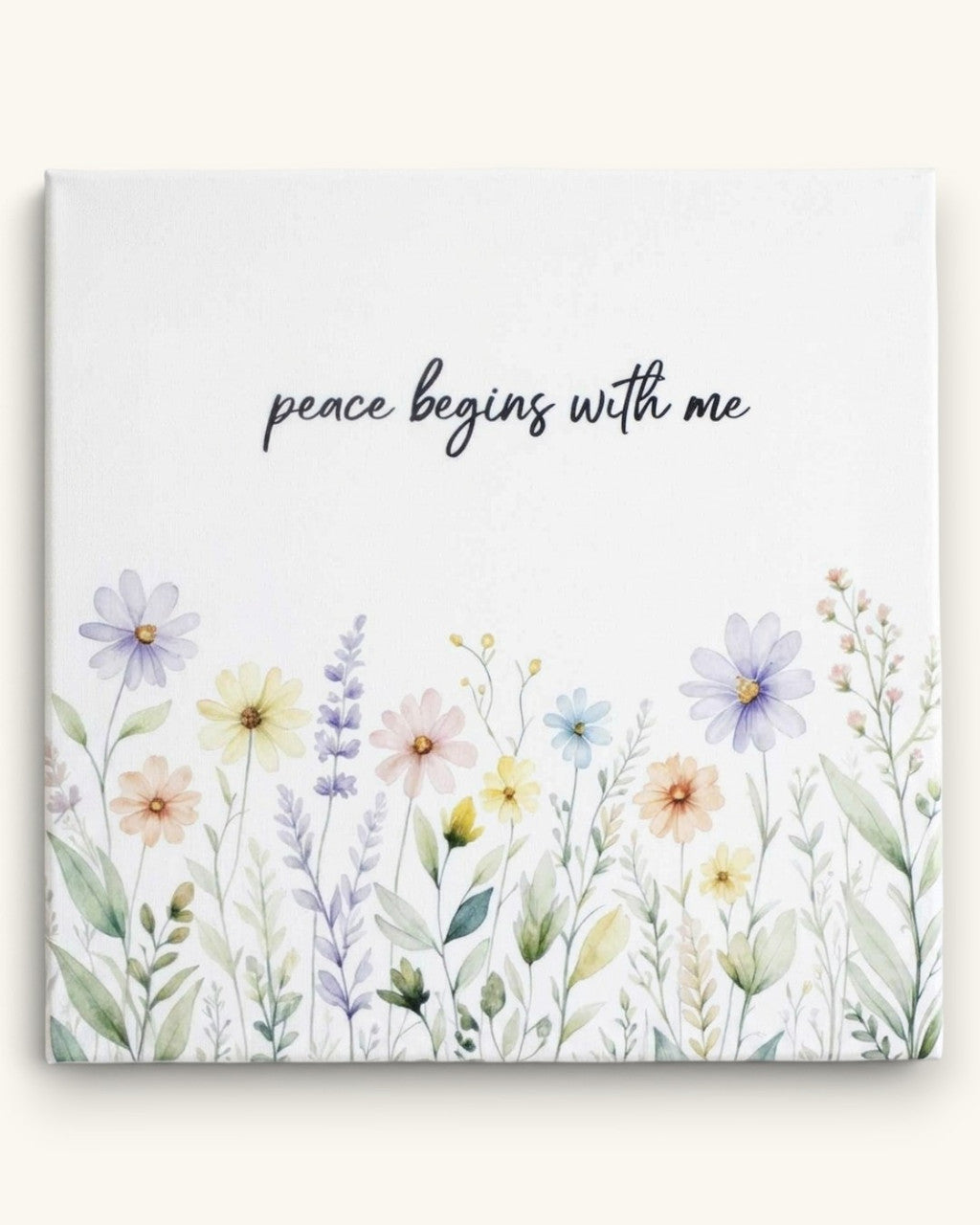 Peace Begins With Me Wildflower Canvas Print Wall Art