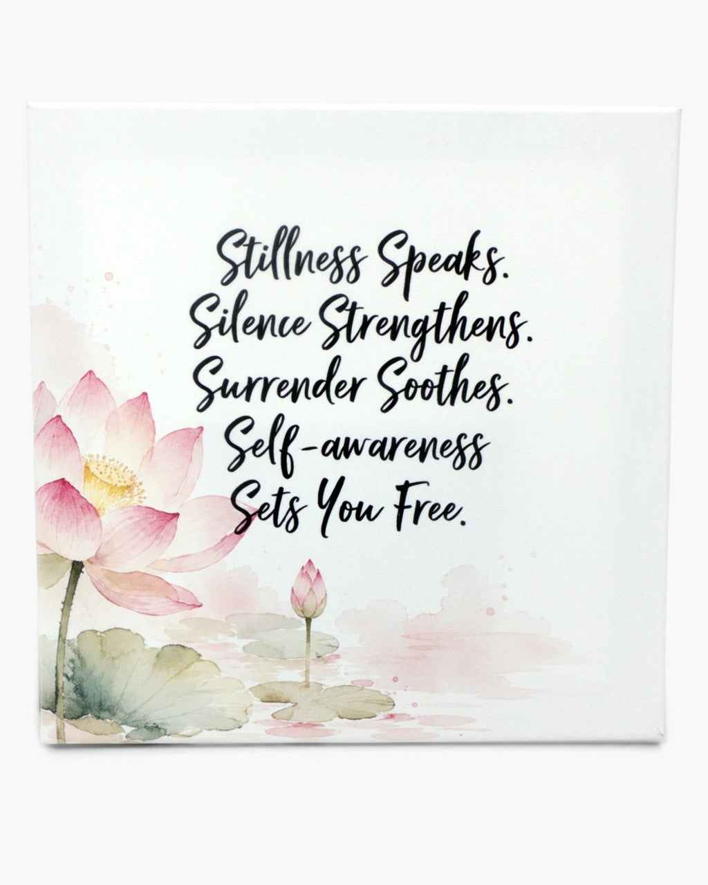 Lotus Watercolor Canvas Wall Art with Mindful Quote
