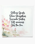 Lotus Watercolor Canvas Wall Art with Mindful Quote
