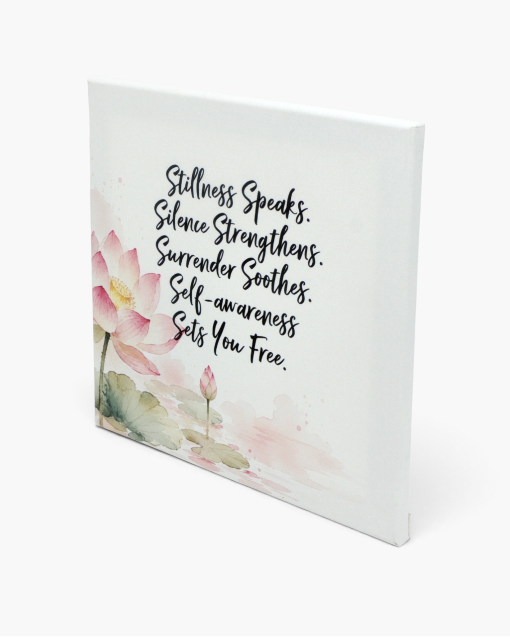 Lotus Watercolor Canvas Wall Art with Mindful Quote