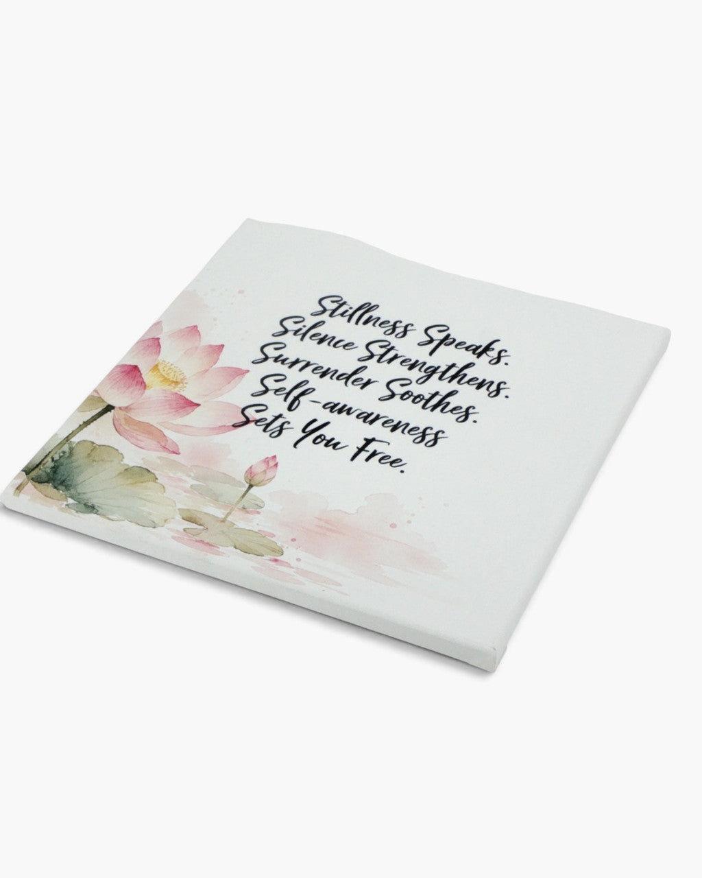 Lotus Watercolor Canvas Wall Art with Mindful Quote