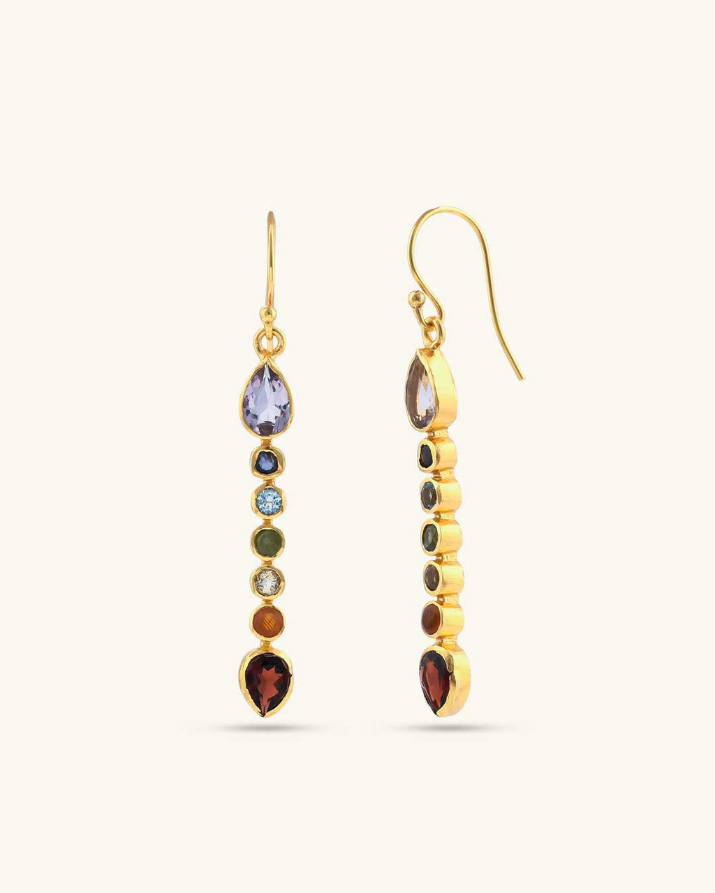 18K Gold-Plated Chakra Gemstone Drop Earrings
