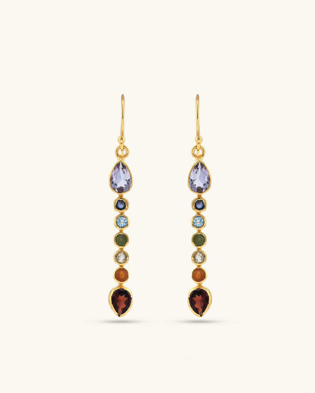 18K Gold-Plated Chakra Gemstone Drop Earrings